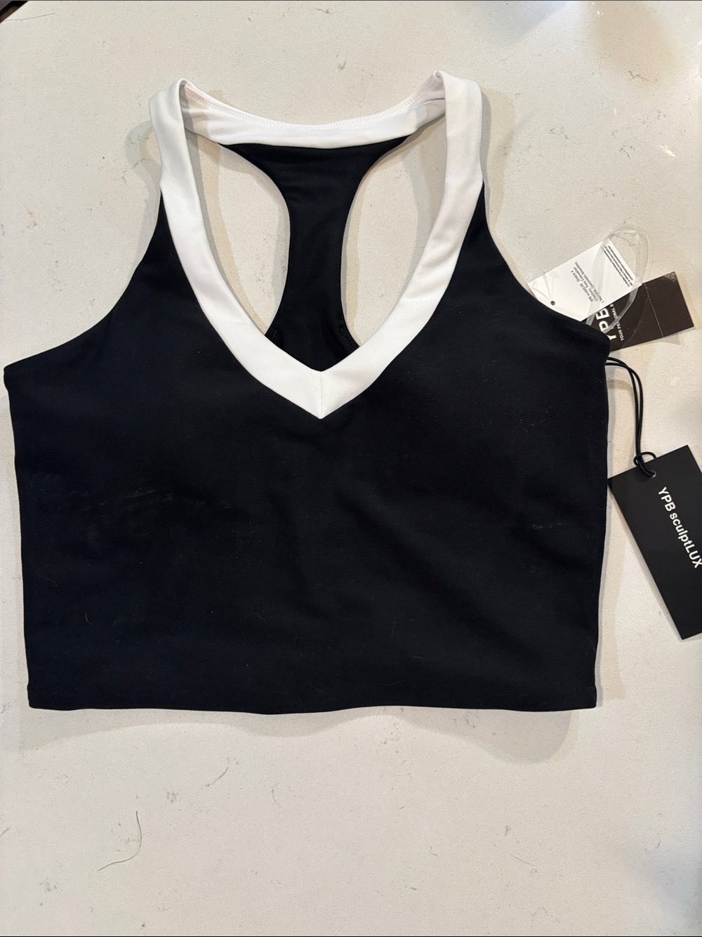 Abercrombie & Fitch Black Sports Bra with White V-Neck Trim